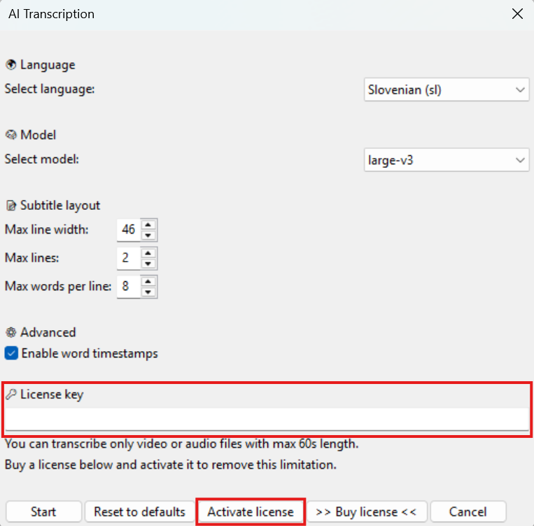 whisper4aegisub - activate license